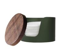 Coffee Filter Storage Container - Round Espresso Paper Filter Holder, Aluminium and Black Walnut Design, Dustproof Lid | Portable Dispenser for Coffee Bar, Kitchen Counter, Hot