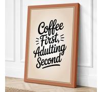 Coffee First Adulting Second Canvas Wall Art Print 24x16 Inch