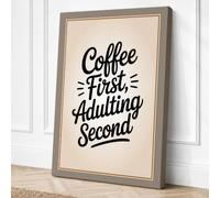 Coffee First Adulting Second Canvas Wall Art Print 36x24 Inch