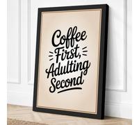 Coffee First Adulting Second Canvas Wall Art Print 36x24 Inch