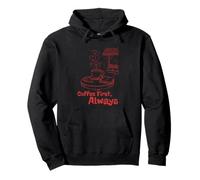 Coffee First Always Cozy Cafe Vibes Pullover Hoodie