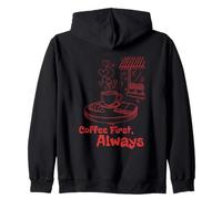 Coffee First Always Cozy Cafe Vibes Zip Hoodie