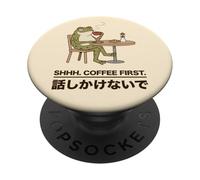 Coffee First Frog Introvert Japanese Art PopSockets Adhesive PopGrip