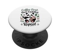 Coffee First Then Cuddles Repeat Panda Mom New Parent PopSockets Adhesive PopGrip