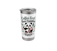 Coffee First Then Cuddles Repeat Panda Mom New Parent Stainless Steel Insulated Tumbler