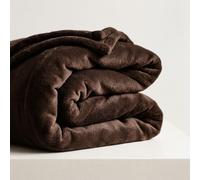 (Coffee Fleece, Super King) Faux Fur Fleece Blanket Large Sofa Bed Warm Throw