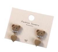 Coffee Flocking Bear Earrings Comfortable Ear Studs Student Fashion Accessories For Daily Commute Or Social Event