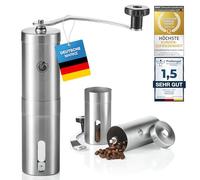 Coffee Fox® Stainless Steel and Ceramic Grinder - Manual Hand Coffee Grinder for Home, Travel, Office