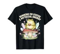 Coffee Frog Mythical Energy Cute Magic Mushroom Artwork T-Shirt