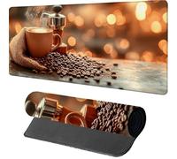 Coffee Gaming Mouse Mat 1600x800x3mm, Mouse Pad Large View, Desk Mat with Stitched Edge, Mousepad with Non-Slip Rubber Base, Office Accessories, Keyboard Pad, for Gifts, PC, Gaming, Desk Office J-3264