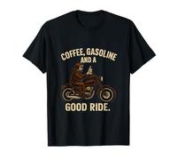 Coffee Gasoline & Good Ride Biker Motorcycle Graphic T-Shirt