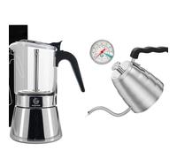 Coffee Gator 4 Cup Moka Pot - Gooseneck Kettle - 1.2 Litre Built-in Thermometer
