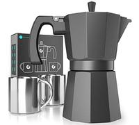 Coffee Gator 6 Cup Stovetop Espresso Maker - 350 ML Aluminium Moka Pot for Bold Italian-Style Coffee, w/ 2 Stainless-Steel Cups, Suitable for Gas & Ceramic Stoves