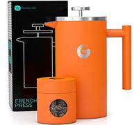 Coffee Gator Cafetiere Coffee Maker - Less Sediment, Hotter-For-Longer, Thermal French Press Brewer - Large Capacity, Double-Wall Insulated, Dishwasher-Safe Stainless Steel - 1 litre - Orange