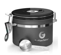 Coffee Gator Coffee Storage - 325ml Small Stainless Steel Tea and Sugar Containers - Canisters w/Date-Tracker, CO2 Valve for Freshness & Scoop - Gray