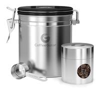 Coffee Gator Coffee Canister Airtight 1300 ml & 300 ml, Stainless Steel Food Storage Container with Date Tracker & Scoop for Grounds Coffee, Beans,Tea, Sugar, Flour