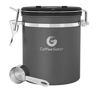 Coffee Gator Coffee Canister 1300 mL, Airtight Stainless Steel Kitchen Food Storage Container with Date Tracker, Scoop for Grounds Coffee Bar Accessories, Beans,Tea, Sugar, Flour - Coffee Lover