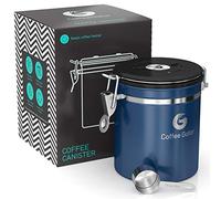 Coffee Gator Coffee Canister Airtight 1300 mL, Stainless Steel Kitchen Food Storage Container with Date Tracker, CO2 Valve, Scoop for Grounds Coffee, Beans,Tea, Sugar, Flour, Snacks