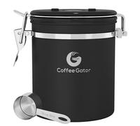 Coffee Gator Coffee Canister Airtight 1300 mL, Stainless Steel Kitchen Food Storage Container with Date Tracker, CO2 Valve, Scoop for Grounds Coffee, Beans,Tea, Sugar, Flour, Snacks