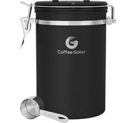 Coffee Gator Coffee Canister Airtight 1900 mL, Stainless Steel Kitchen Food Storage Container with Date Tracker, CO2 Valve, Scoop for Grounds Coffee, Beans,Tea, Sugar, Flour, Snacks