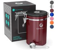 Coffee Gator Coffee Canister Airtight 1900 mL, Stainless Steel Kitchen Food Storage Container with Date Tracker, CO2 Valve, Scoop for Grounds Coffee, Beans,Tea, Sugar, Flour, Snacks