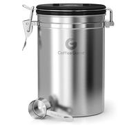 Coffee Gator Coffee Canister Airtight 1900 mL, Stainless Steel Kitchen Food Storage Container with Date Tracker, CO2 Valve, Scoop for Grounds Coffee, Beans,Tea, Sugar, Flour, Snacks