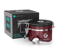 Coffee Gator Coffee Canister Airtight 900 mL, Stainless Steel Kitchen Food Storage Container with Date Tracker, CO2 Valve, Scoop for Grounds Coffee, Beans,Tea, Sugar, Flour, Snacks
