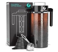 Coffee Gator Cold Brew Coffee Maker - BPA-Free Filter and Glass Carafe - Brewing Kit with Stainless Steel Measuring Scoop and Collapsible Loading Funnel - Black - 1.4 Litre