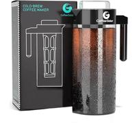 Coffee Gator Cold Brew Coffee Maker - BPA-Free Filter and Glass Carafe - Brewing Kit with Stainless Steel Measuring Scoop and Collapsible Loading Funnel - Black - 1.4 Litre