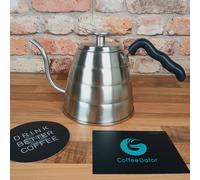 Coffee Gator Pour-Over Coffee Kettle 1.2L Built In Thermometer Stainless Steel