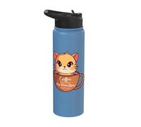 Coffee Gets Me Started My Munchkin Keeps Going Coffee Cat Stainless Steel Insulated Water Bottle