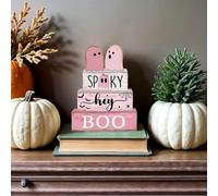Coffee Ghost Wooden Sign,Halloween Ghost Tiered Tray Decorations,Cute Ghost Theme Table Centerpieces,Rustic Wood Table Sign for Halloween Party Home Shelf Display