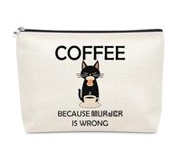 Coffee Gifts for Women Coffee Lovers Makeup Bag Coffees Themed Gift for Women Coworkers Funny Coffees Cosmetic Bag Christmas Birthday Gift for Daughter Friends Mom Aunt Wife Cat Lover Travel Pouch