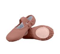 Coffee Girls Classic Canvas Ballet Shoes UK Size 2.5 Split-Sole Dance Slippers with Cross Elastic Strap Slip-On Flats School Shoes Breathable Lightweight Ballerina Trainers Body Shaped Footwear