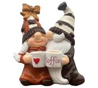 Coffee Gnome Figurines - 10x5x12cm Faceless Gnome Couple Statue | Coffee Bar Figurines Resin Mini Couple Decoration Small Gnome Ornament Home Shelf Decoration Coffee Shop Table