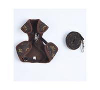 (Coffee Gold, S (suitable for 3-5 catties)) Pet chest harness anti-strangle dog leash set dog walking rope cat adjustable dog chest harness