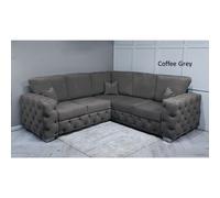(Coffee Grey Velvet, 5 Seater Corner Sofa ) SNOOZE Velvet Ashton Full Back 5 Seater Corner Sofa Sets Upholstered Plush Fabric Sofa Handmade UK