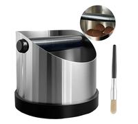 Coffee Grounds Knock Box - Stainless Steel Espresso Knock Box with Removable Knock Bar and Coffee Brush, Knock Container Espresso Dump Bin Grind Waste Bin Coffee Maker Accessories