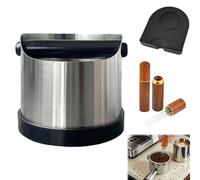 Coffee Grounds Knock Box, ZMCVOE 700ML Stainless Steel Coffee Knock Box with Tamping Mat and Espresso Distribution Tool, Espresso Knock Box, Coffee Puck Bin for Recycling Coffee Grounds
