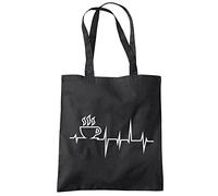 Coffee Heartbeat - Tote Shopping Bag - coffee lover caffeine One size black