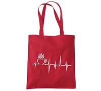 Coffee Heartbeat - Tote Shopping Bag - coffee lover caffeine One size red