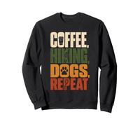 Coffee Hiking Dogs Repeat Hiker Dog Lover Gift Retro Vintage Sweatshirt