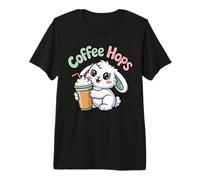 Coffee Hops Cute White Hare Whipped Cream Chibi Latte Premium T-Shirt