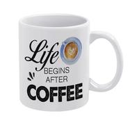 Coffee Humor Mug Life Begins After Coffee Mug Funny Coffee Mug,Man Cave Prints,The Best Gift for Colleagues, Parents, and Grandparents, 110z Men and Women