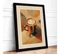 Coffee in Geometry Modern Framed Wall Art Print A2 (59.4×42cm) Black, Wall Decor for Living Room, Bedroom, Office & Home, Ready to Hang, Art Gift