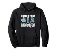 Coffee Insulin Diabetic Humor Type 1 2 Diabetes Blue Ribbon Pullover Hoodie