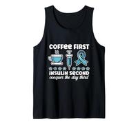 Coffee Insulin Diabetic Humor Type 1 2 Diabetes Blue Ribbon Tank Top