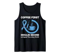 Coffee Insulin Diabetic Humor Type 1 2 Diabetes Blue Ribbon Tank Top