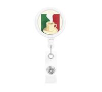 Coffee Italian Flag Print Badge Reel Retractable Badge Holder Cute Badge Clip Id Card Holders for Men Women