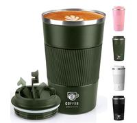 Coffee Jacket Travel Mug 510ml - Insulated Stainless Steel Reusable Coffee Cup with Leakproof Lid - Thermal Mug for Hot & Cold Drinks, Fits Car Cup Holders (Military Green)